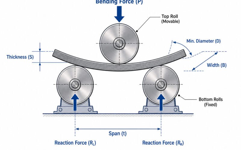 Force analysis diagram of plate roll bending machine design